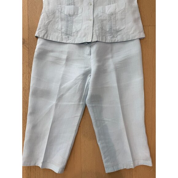 Women's 2 Piece J.M.P.Linen Guayabera Cropped Pants Set, size Large - Picture 11 of 15